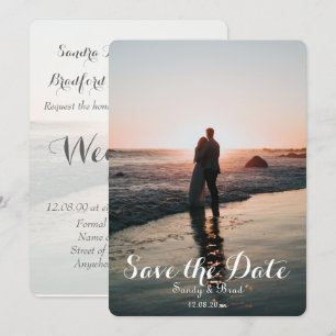 Elegant Modern Anpassningsbar Photo Save Date Bröl Inbjudningar