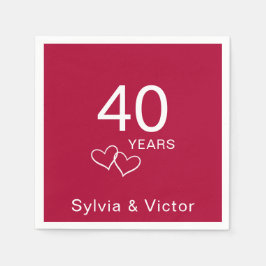 Elegant Modern Anpassningsbar Ruby 40-årsdagen Par Pappersservett