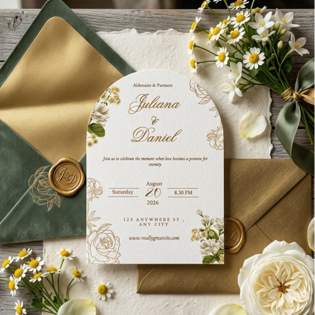 Elegant Modern Arch Floral Wedding Invitation  Inbjudningar (Skapare uppladdad)