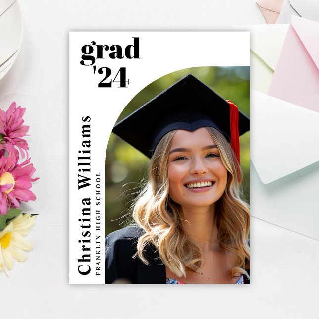 Elegant Modern Arch Photo High School Studenten Meddelande (Elegant Modern Arch Photo High School Graduation Announcement)