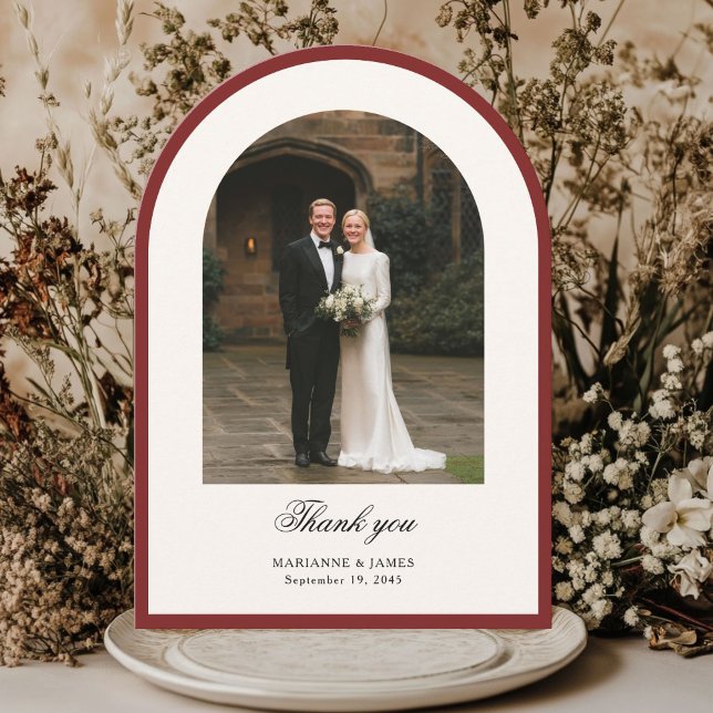 Elegant Modern Arch Photo Wedding Thank You Card Inbjudningar (Skapare uppladdad)