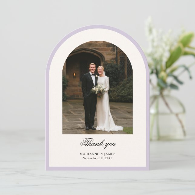 Elegant Modern Arch Photo Wedding Thank You Card Inbjudningar (Stående Fram)