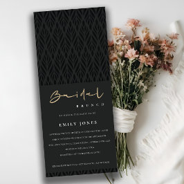 Elegant Modern Art Deco Black Guld Möhippa Brunch Inbjudningar