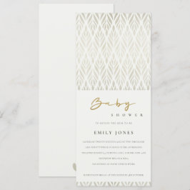 ELEGANT MODERN ART DECO WHITE SILVER BABY SHOWER INBJUDNINGAR