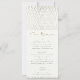 ELEGANT MODERN ART DECO WHITE SILVER BRÖLLOP MENU INBJUDNINGAR