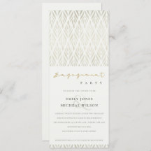 ELEGANT MODERN ART DECO WHITE SILVER FÖRLOVNING