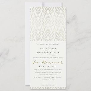 ELEGANT MODERN ART DECO WHITE SILVER VOW FÖRNYELSE INBJUDNINGAR