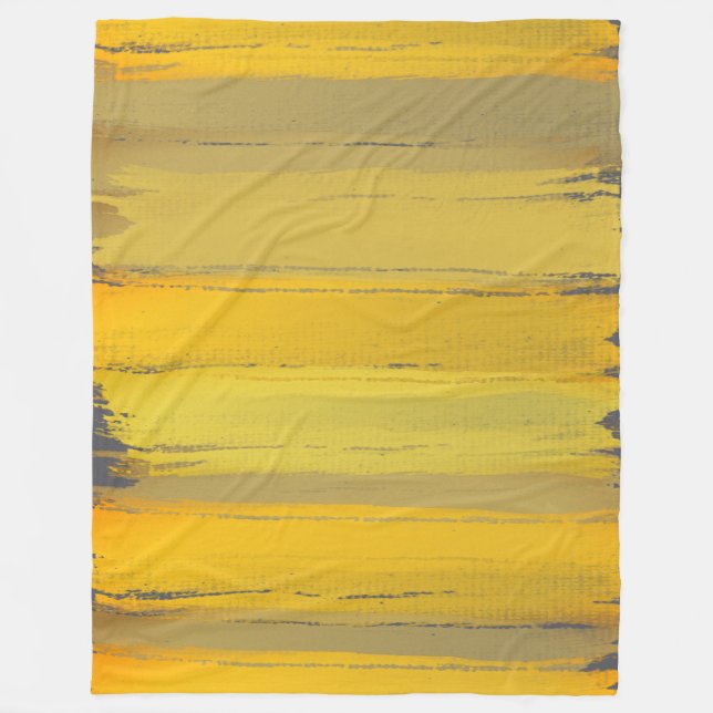 Elegant Modern Art Gult Taupe Grått Luxury Classy Fleecefilt (Framsidan)