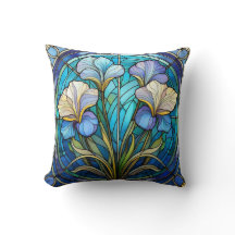 Elegant Modern Art nouveau Blue Lila Iris Blommigt