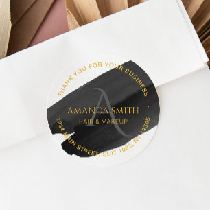 Elegant Modern Artist Black and Guld Business Runt Klistermärke