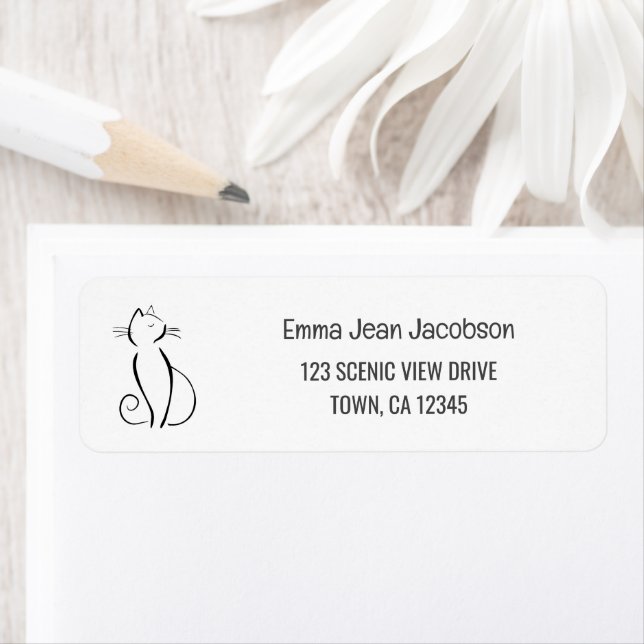 Elegant Modern Artsy Cat Mamma Returadress Etikett (Insitu)