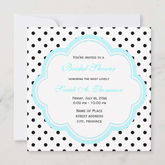 Elegant, modern B&W polka dots-möhippa Inbjudningar (Framsida)