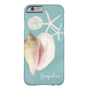 Elegant Modern Beach Conch Snäcka Starfish Art Barely There iPhone 6 Skal