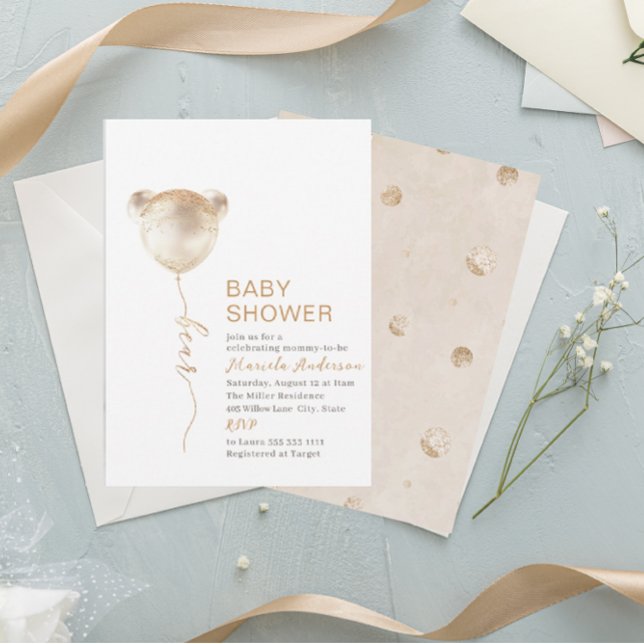 Elegant Modern Bear Baby Shower Inbjudningar (Skapare uppladdad)