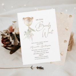 Elegant Modern Bear Wait Baby Shower Inbjudningar