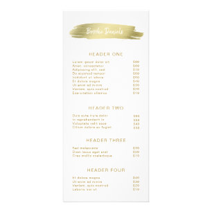 Elegant Modern Beauty Salon Guld Pris List Reklamkort