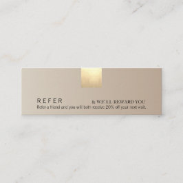 Elegant Modern Beige Gradient Guld accentreferens Mini Visitkort