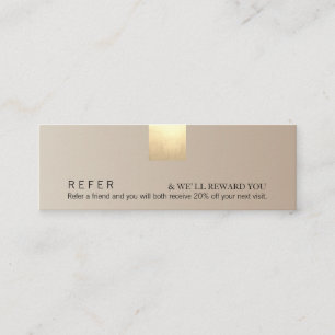 Elegant Modern Beige Gradient Guld accentreferens Mini Visitkort