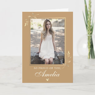Elegant Modern Beige Guld Foto Examen  Kort