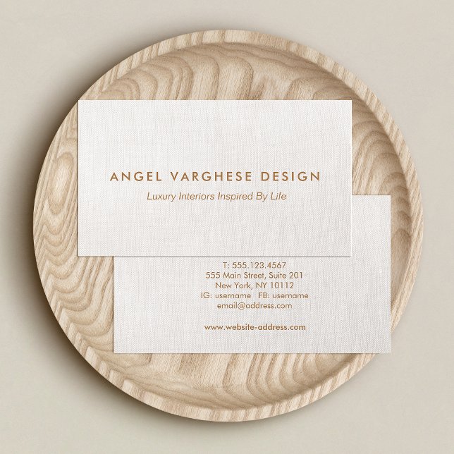 Elegant Modern, Beige Linen Professionell Visitkort (Skapare uppladdad)