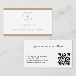 Elegant Modern Beige Logo QR Code Professional Visitkort