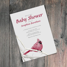 Elegant Modern Bird Jul Cardinal Baby Shower