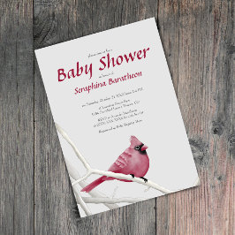 Elegant Modern Bird Jul Cardinal Baby Shower Inbjudningar