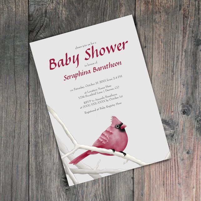 Elegant Modern Bird Jul Cardinal Baby Shower Inbjudningar (Skapare uppladdad)