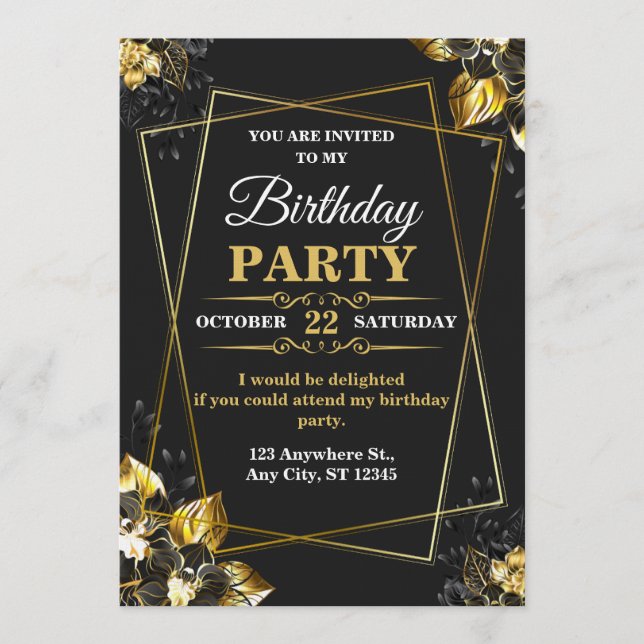 Elegant & Modern Birthday Card – CUSTOMIZABLE CARD Inbjudningar (Framsida)
