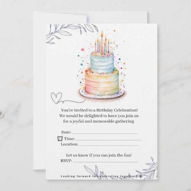 Elegant Modern Birthday Invitation Card Inbjudningar (Framsida)