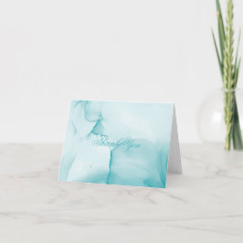 Elegant Modern Blå Akvarellbläck  Tack Kort