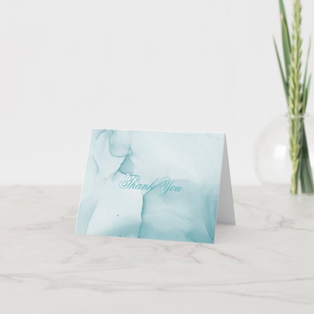 Elegant Modern Blå Akvarellbläck  Tack Kort (Framsida)