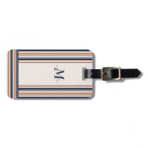 Elegant Modern Blå Guld Vit Ränder Monogram