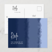 Elegant Modern Blå Havsvågor Bröllopsmåltid RSVP