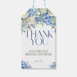 Elegant Modern Blå Hortensia Blommig Tacksamhet Presentetikett