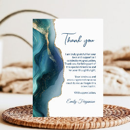 Elegant & Modern Blå Safir Agat Examen Tack Kort