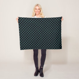 Elegant Modern Blå Teal Staket Kedja Mönster | Fleecefilt