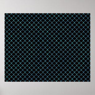 Elegant Modern Blå Teal Staket Kedja Mönster Poster