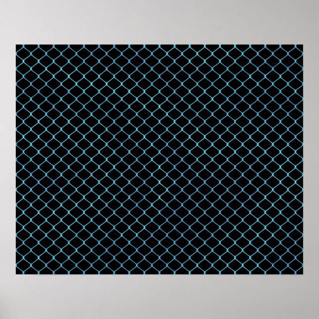 Elegant Modern Blå Teal Staket Kedja Mönster | Poster (Framsidan)