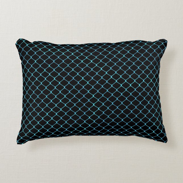 Elegant Modern Blå Teal Staket Kedja Mönster | Prydnadskudde (Framsidan)