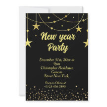 Elegant Modern Black and Gold New year Eve 