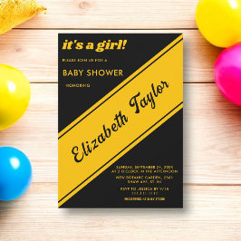 Elegant Modern Black and Guld Luxury Baby Shower Inbjudningar