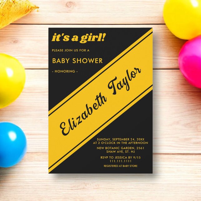 Elegant Modern Black and Guld Luxury Baby Shower Inbjudningar (Skapare uppladdad)