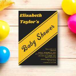 Elegant Modern Black and Guld Luxury Baby Shower Inbjudningar