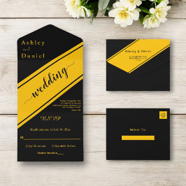 Elegant Modern Black and Guld Luxury Chic Bröllop