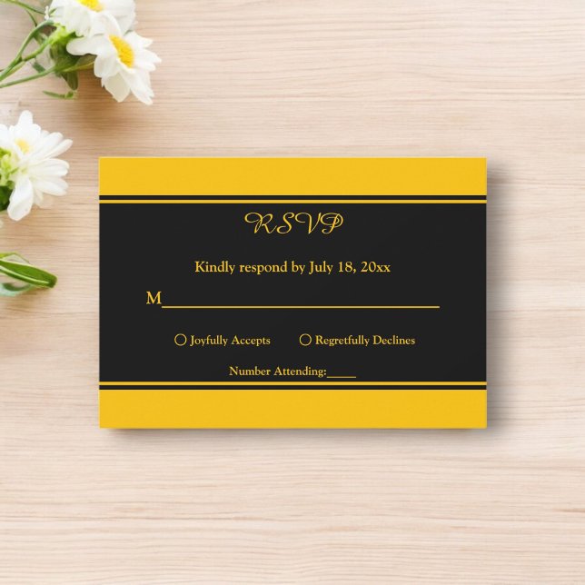 Elegant Modern Black and Guld Luxury Chic Bröllop OSA Kort (Skapare uppladdad)