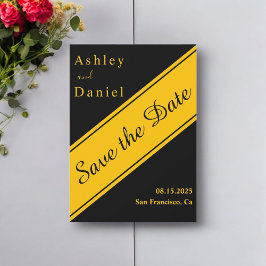 Elegant Modern Black and Guld Luxury Chic Bröllop Spara Datumet