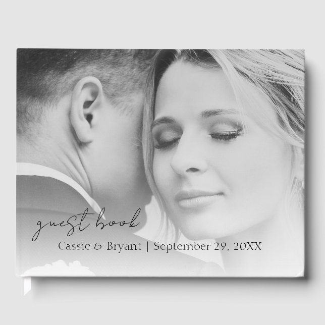 Elegant Modern Black and White Bröllop Guest Bok (Framsida)