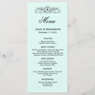 Elegant Modern Black and White Bröllop Menu Meny