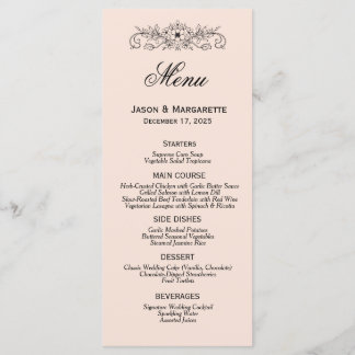 Elegant Modern Black and White Bröllop Menu Meny